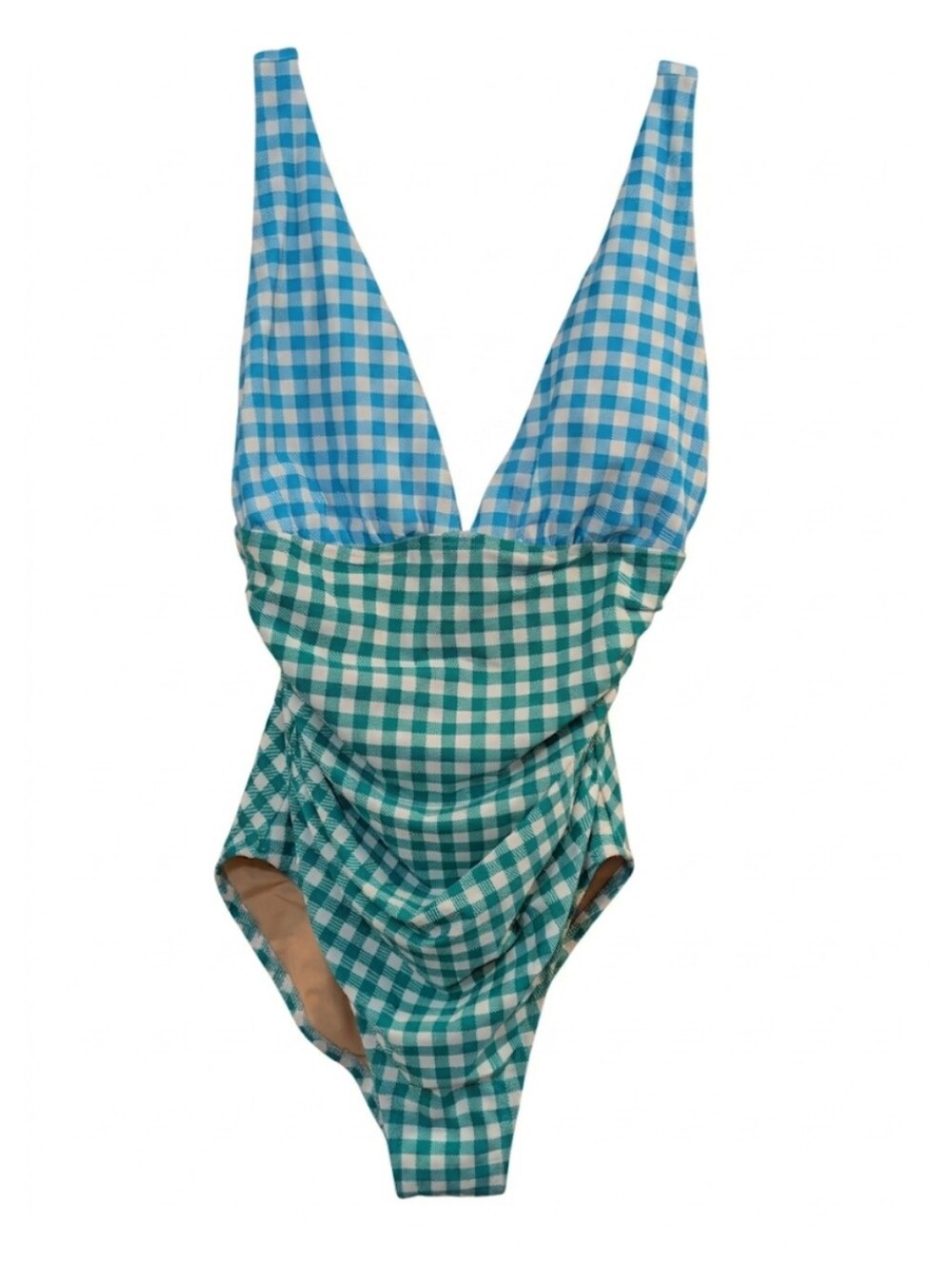 J.Crew Gingham To Tone Blue And Green Swim Suit One Piece,Size Medium.